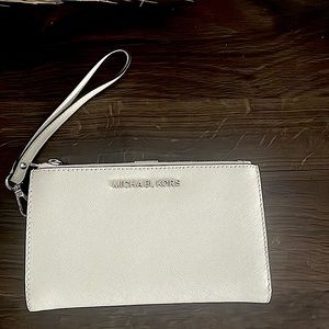 Michael Kors White Leather Wristlet/ Wallet